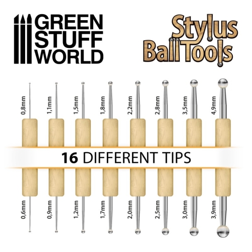 Preview: Green Stuff Ball STYLUS Modellierwerkzeug Satz 8- tlg.